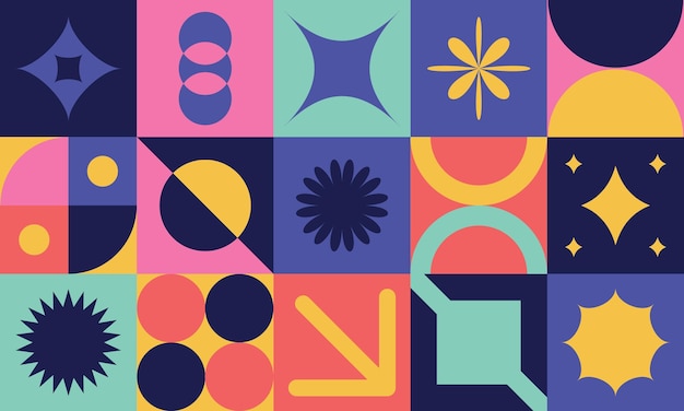 abstract colorful brutalism design pattern modern abstract geometric shape concept for background