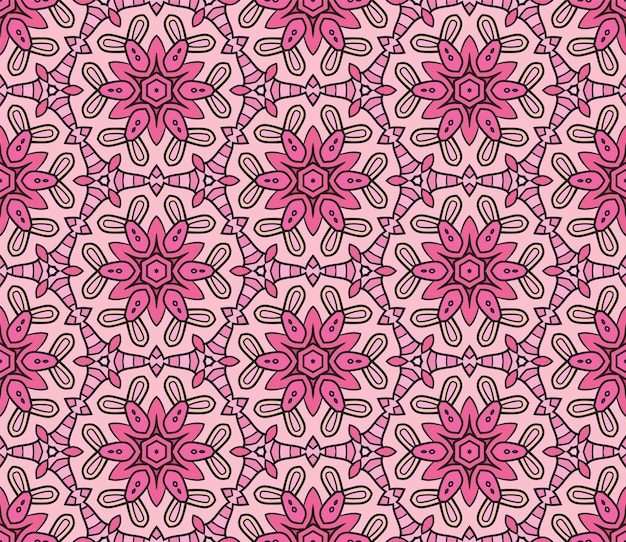 Abstract colorful doodle flower seamless pattern. Floral background. Mosaic, tile