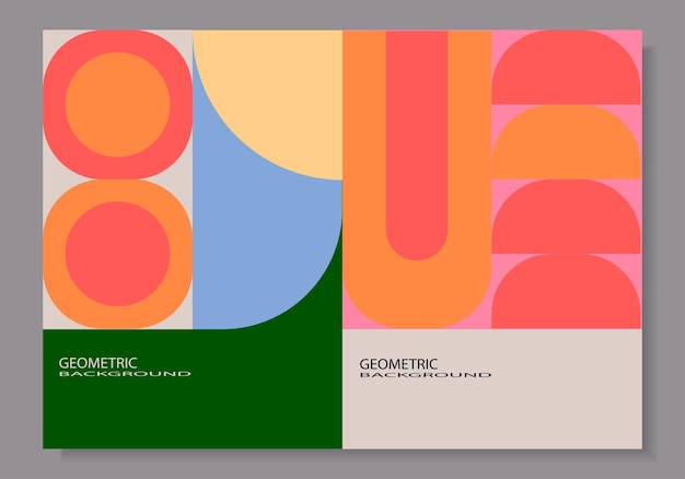 abstract colorful geometric bauhaus pattern background design vector for web banner and prints