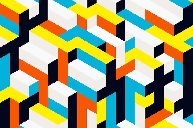 Abstract colorful isometric mosaic puzzle pattern background in geometric style