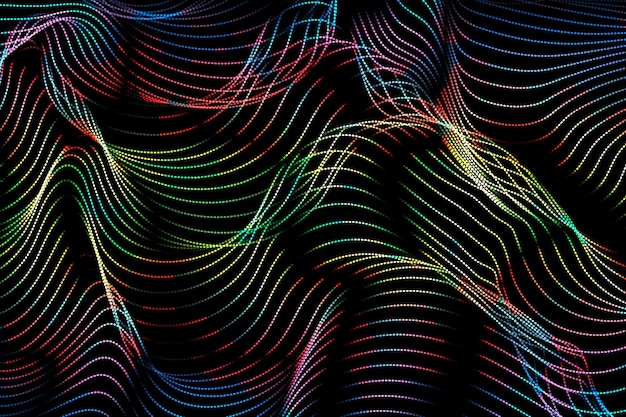 Abstract colorful technology dotted wave background with colorful lines and wallpaper texture