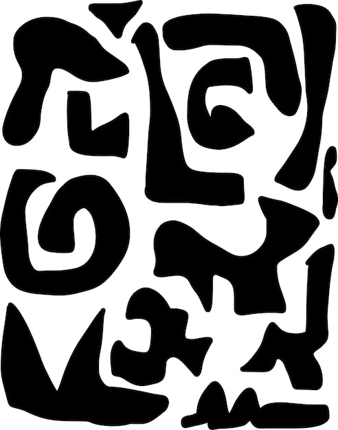 Abstract Composition of Black Shapes