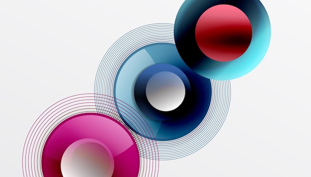 Abstract composition of overlapping circles with smooth gradients and transparency effects Clean and modern design emphasizing depth symmetry a minimal aesthetic