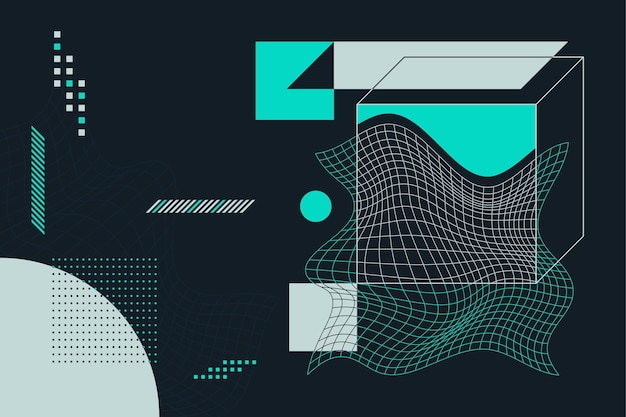 Abstract composition with geometric shapes and lines in background illustration