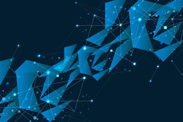 Abstract connecting dots and lines Abstract polygonal space low poly blue background