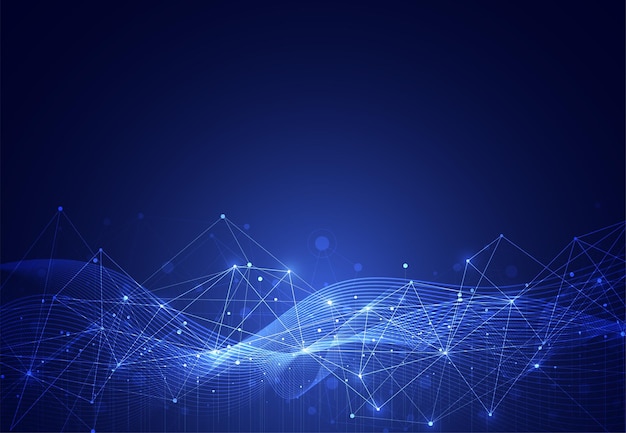 Abstract connecting dots and lines with geometric background Modern technology