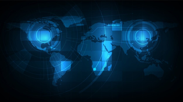 Abstract connection technologies with world map for business