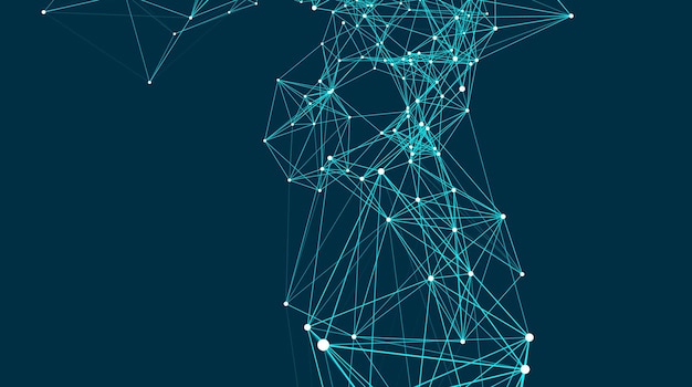 Abstract connections are in space Background with connecting dots and lines Connection structure 3d render