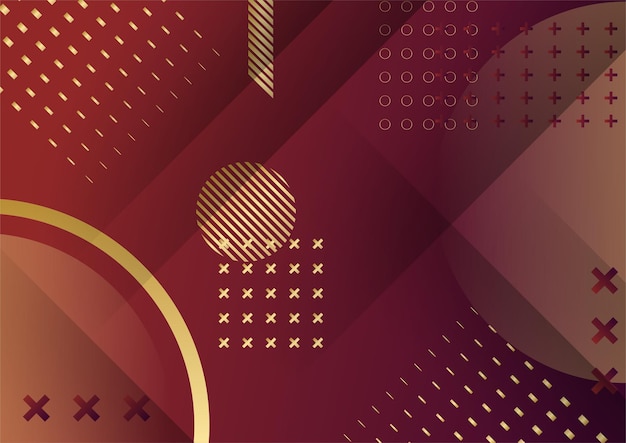 Abstract Dark Background with Geometric Shape and Golden Element Combination. Red and gold background with luxury golden lines