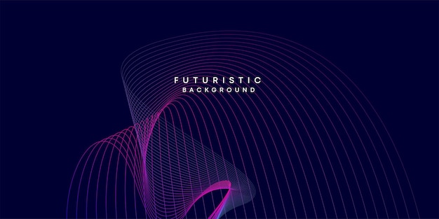 Abstract dark blue Purple green gradient wave digital future technology geometric lines background