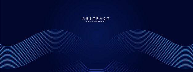 Abstract Dark Navy Blue Waving circles lines Technology Background Modern gradient with glowing lines shiny geometric shape and diagonal for brochure cover poster banner website header