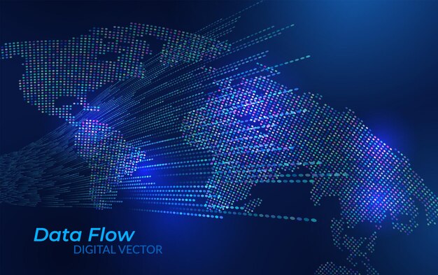 Abstract Data Flow Background Futuristic Digital Stream of Information and Binary Connections Representing Big Data Neural Networks and Artificial Intelligence Technology Concept Design
