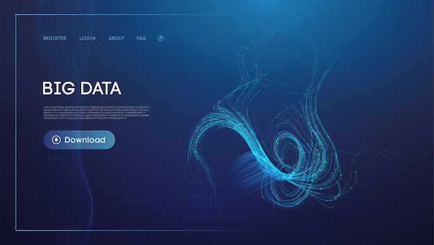 Abstract data stream visualization in blue with flowing lines