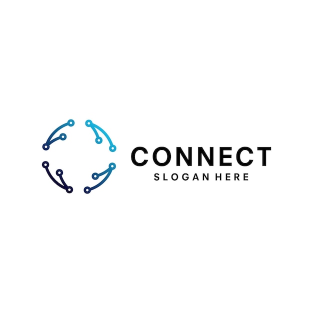 abstract digital connection logo design vector illustration