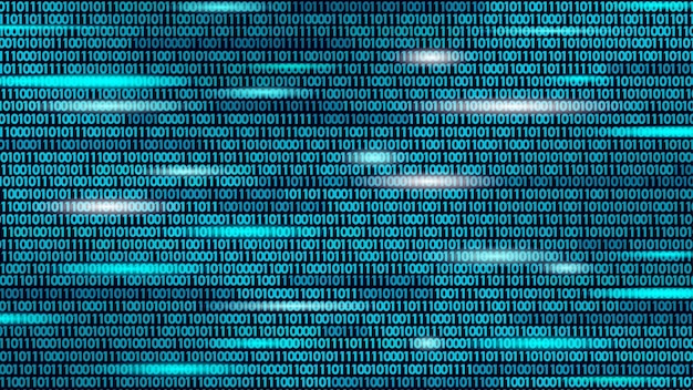 Abstract digital d blue background information code flow data analysis