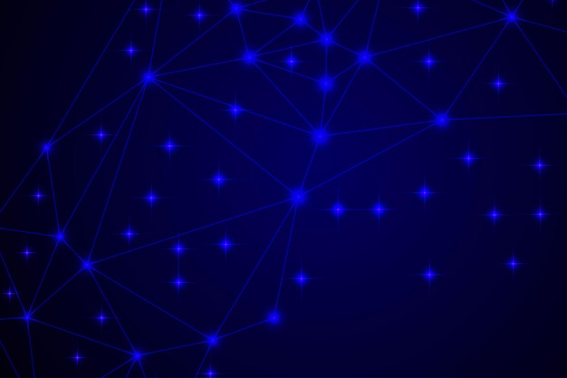 Abstract Digital Network with Glowing Nodes and Lines on a Night Technology Background