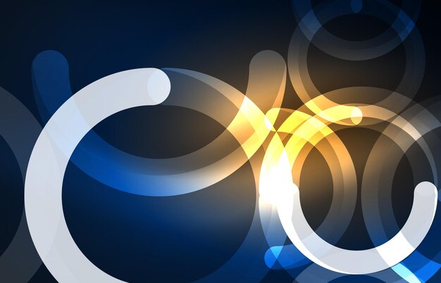 abstract digital technology background round shape with glowing effects on dark space