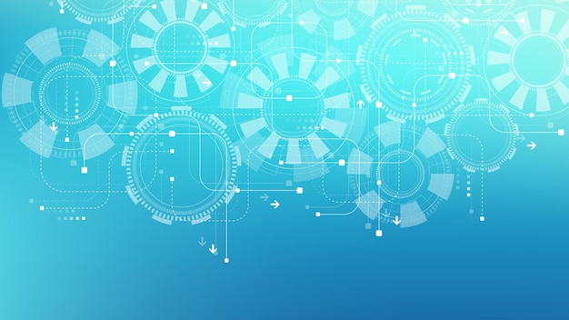 abstract digital technology background with circuit board texture abstract gear wheel mechanism