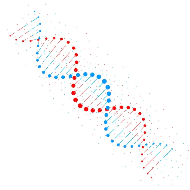 Abstract DNA chain structure isolated on white background Biotechnology concept Vector illustration