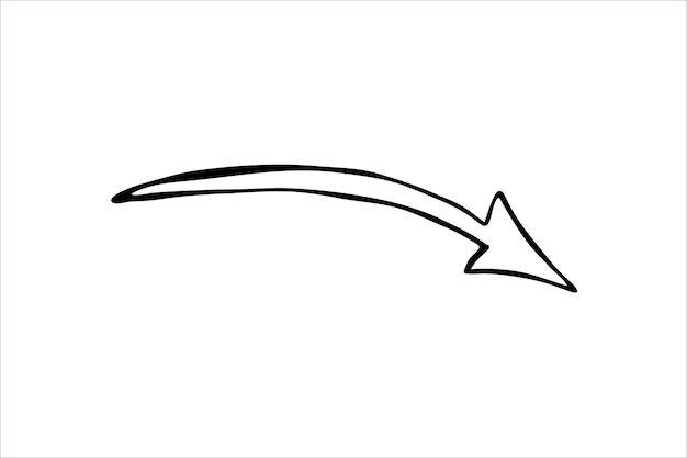 Abstract doodle arrow hand drawn black and white vector illustration