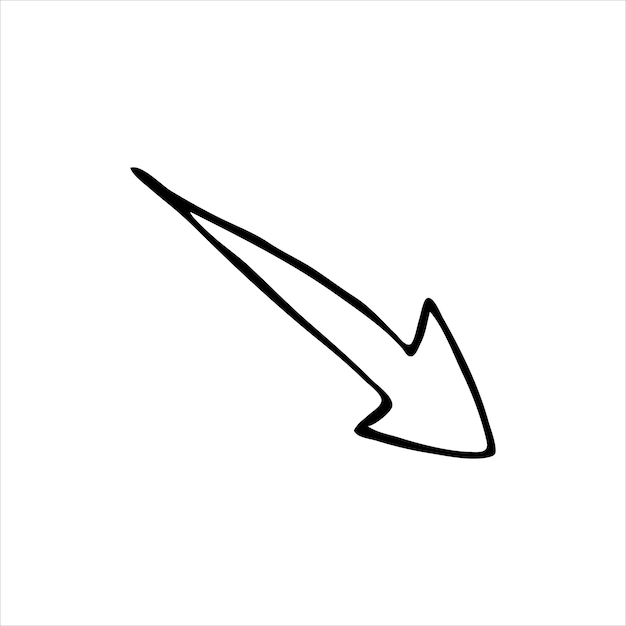 Abstract doodle arrow hand drawn black and white vector illustration
