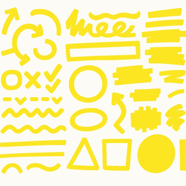 Abstract Doodle Shapes in Bright Yellow
