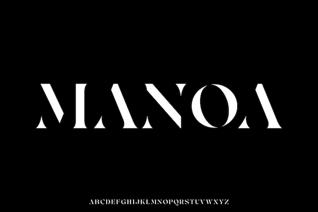abstract elegant stencil type serif alphabet display font vector illustration