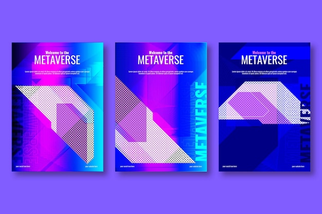 abstract flat horizontal vertical modern introduction of virtual reality metaverse flyer design template