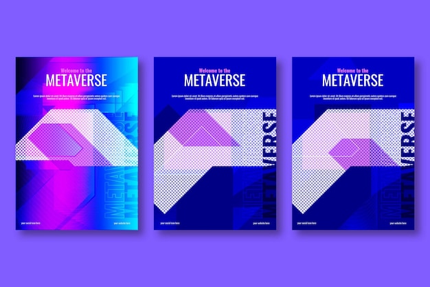 abstract flat vertical horizontal modern introduction of virtual reality metaverse flyer design template