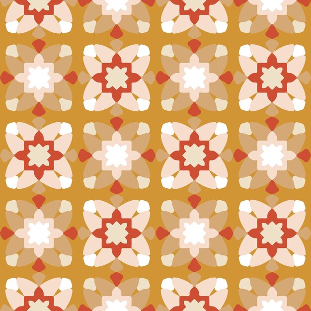 Abstract Floral Geometric Ethnic Shapes Seamless Vector Pattern Quilt Style Lines Trendy Fashion
