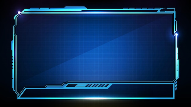 abstract futuristic background of blue glowing technology sci fi frame hud ui lower third
