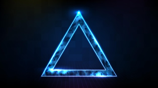 Abstract futuristic background of technology neon star frame with smoke