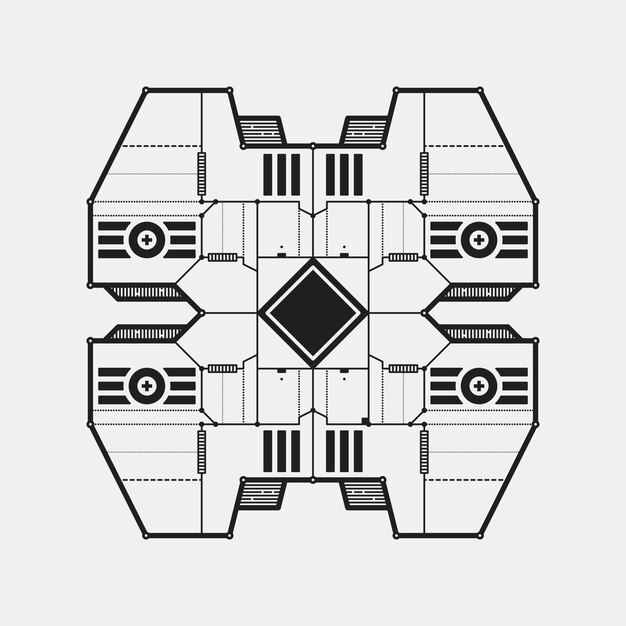 abstract futuristic design element template. useful for science posters and hi-tech media. isolated on white background.