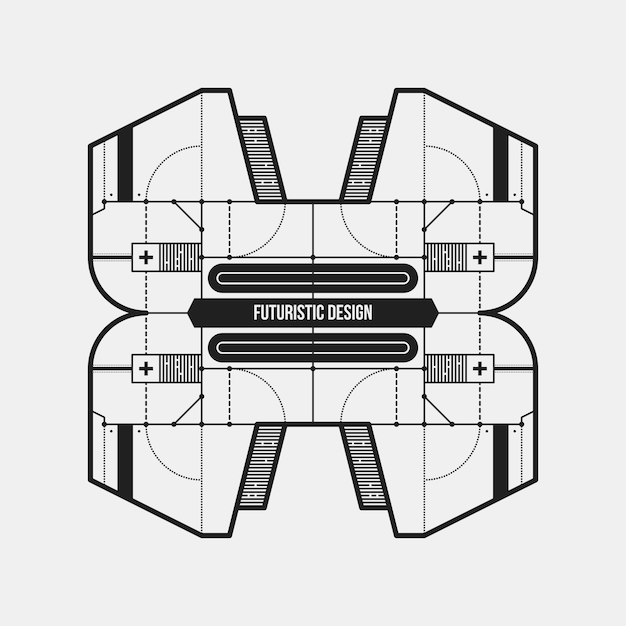 abstract futuristic design element template. useful for science posters and hi-tech media. isolated on white background.