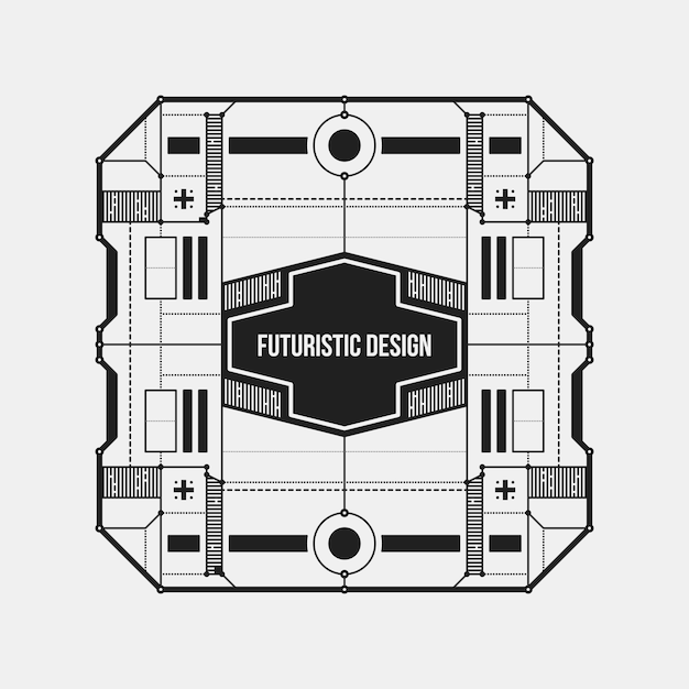 abstract futuristic design element template. useful for science posters and hi-tech media. isolated on white background.