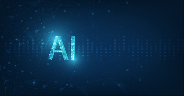 Abstract futuristic digital and technology on dark blue color background.