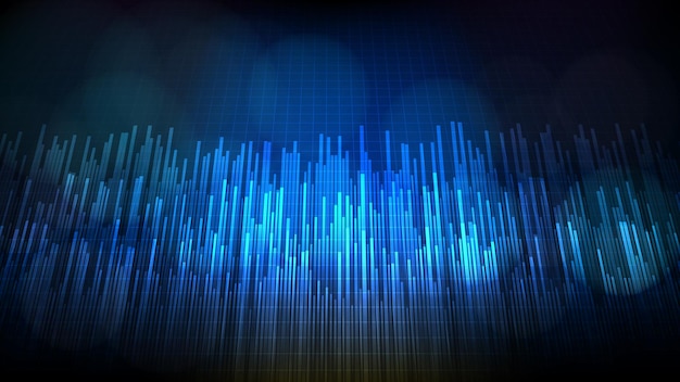 abstract futuristic technology background of blue random bar city block data