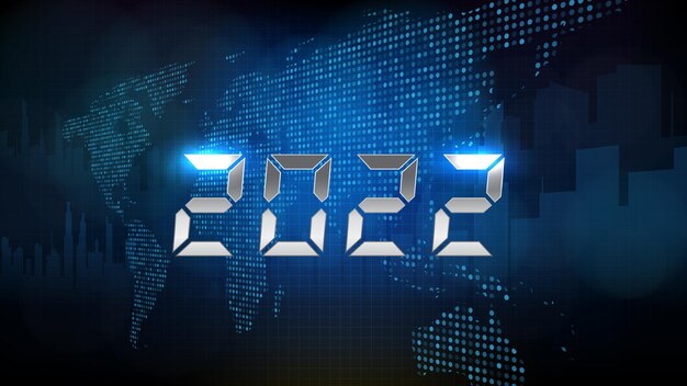 Abstract futuristic technology background of New Year 2022 countdown celebration