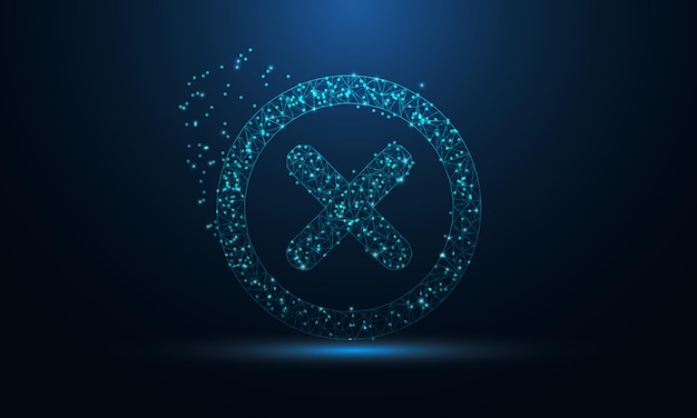 abstract futuristic vector of cross mark icon design low poly cross sign vector on blue background