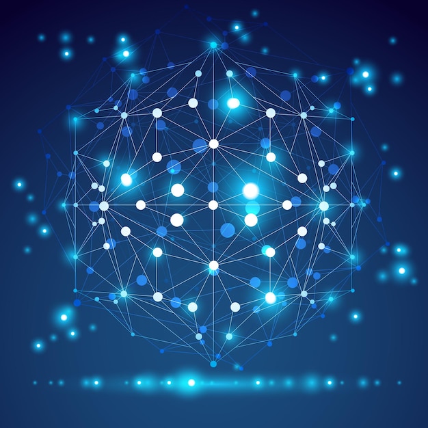 Abstract geometric 3D mesh object, vector illustration, eps 10.