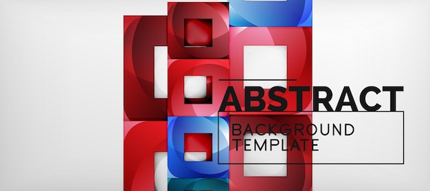 Abstract geometric background Glossy square shapes composition on grey minimalistic style template with copyspace