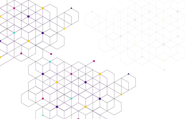 Abstract geometric boxes pattern dot line connection background Modern technology with square mesh Geometric on white background with lines Cube cell Vector illustration