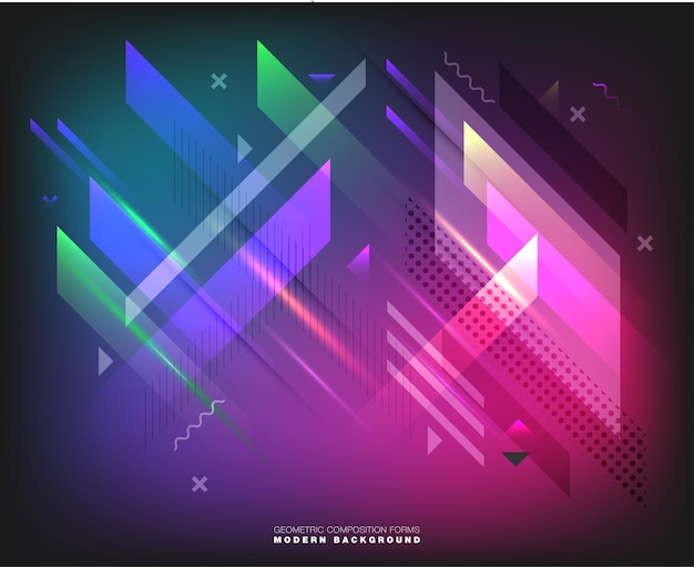 abstract geometric composition forms modern background with decorative triangles and patterns backdrop vector illustration set