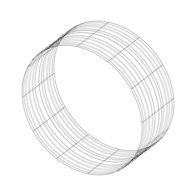 Abstract geometric cylinder Isometric grid Circle drawing 3D illusion