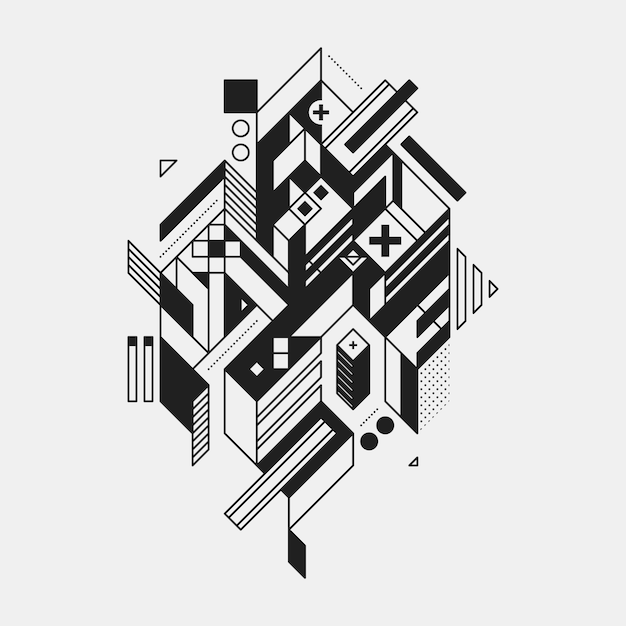 abstract geometric element in futuristic style isolated on white background. useful for prints and posters.