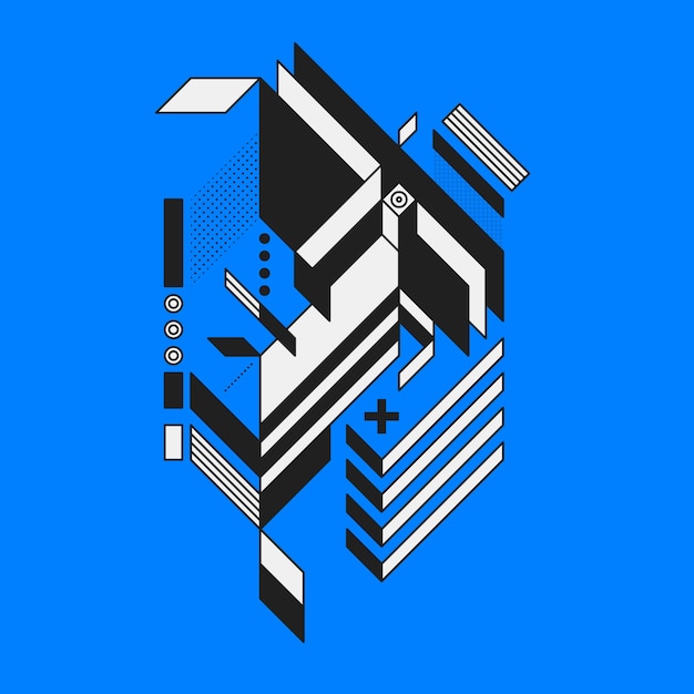 Abstract geometric element on blue background. Style of futurism and constructivism. Useful as prints or posters.