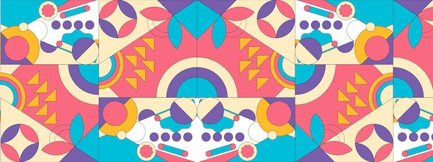Abstract geometric pattern design in retro style Vector illustration