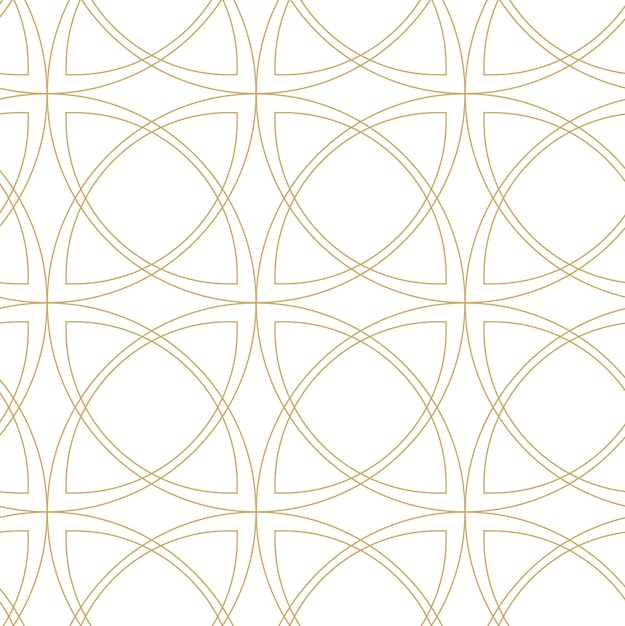 Abstract geometric pattern with arcs stripes lines Seamless background White and gold ornament