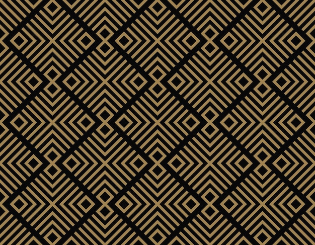 abstract geometric pattern with lines rhombuses a seamless vector background black and gold texture