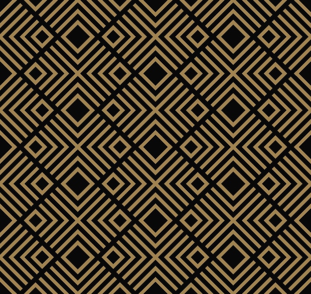 Abstract geometric pattern with lines rhombuses A seamless vector background black and gold texture